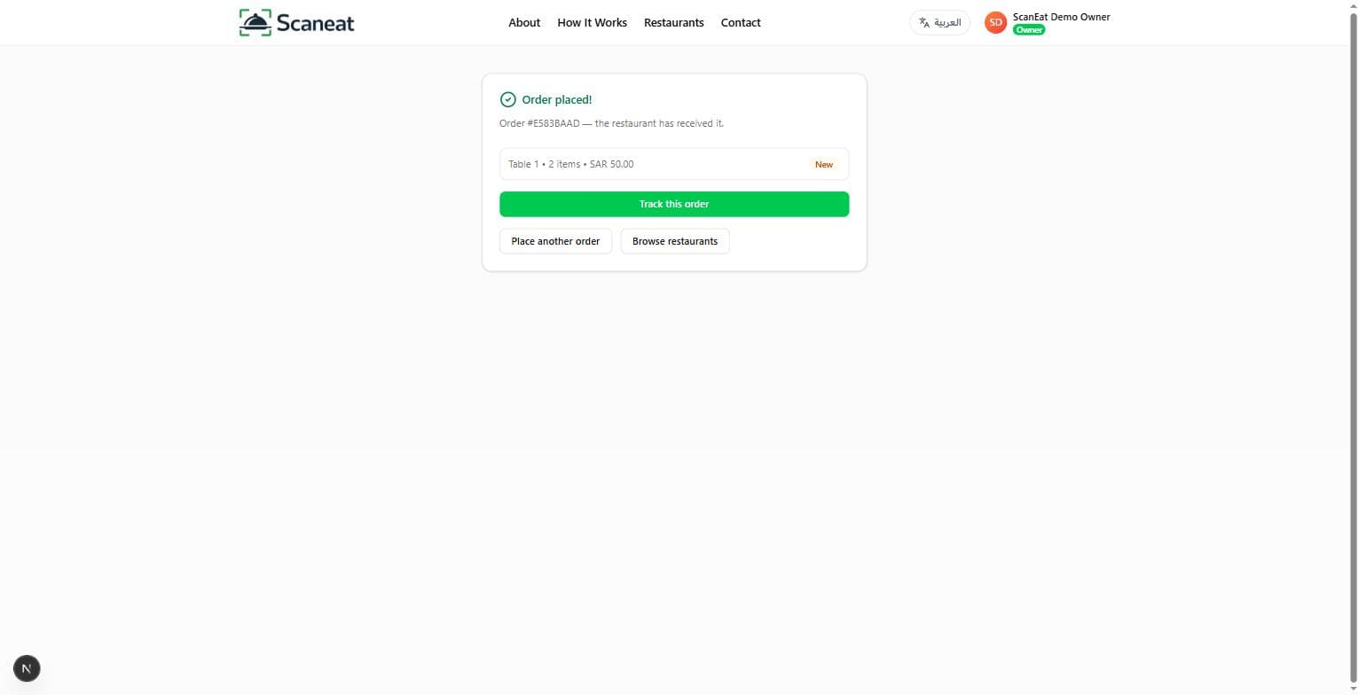 Order confirmation screen right after checkout