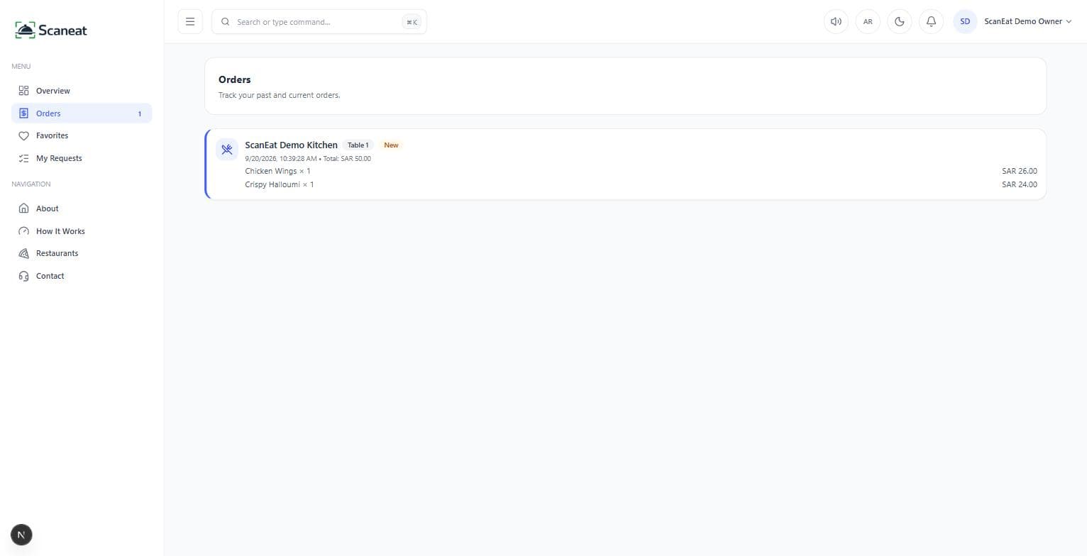Tracking a live order status from the customer dashboard
